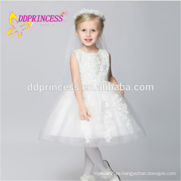 nuevos vestidos occidentales blancos del algodón del diseño de China viste los vestidos llenos de la princesa para los niños